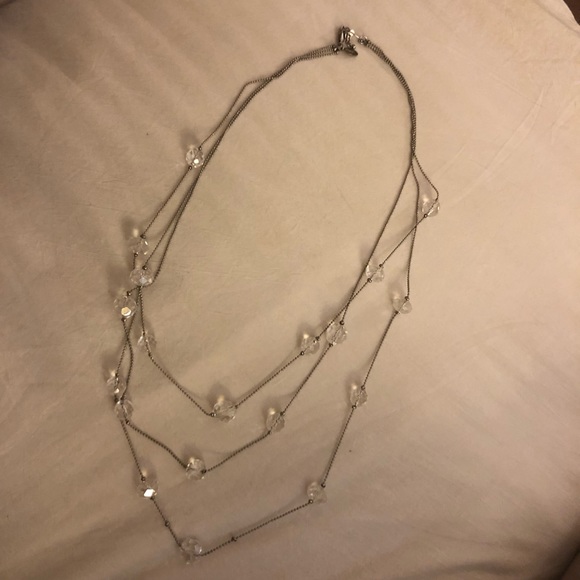Sliver necklace with clear beads